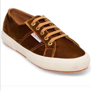 Superga camel brown velvet sneakers sz 41.5 NWT